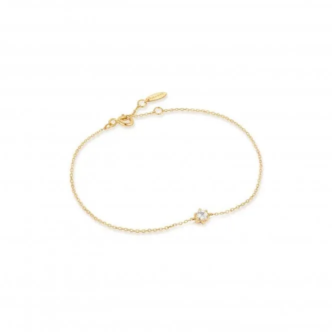 14ct Gold White Sapphire Bracelet BAU006-01YG