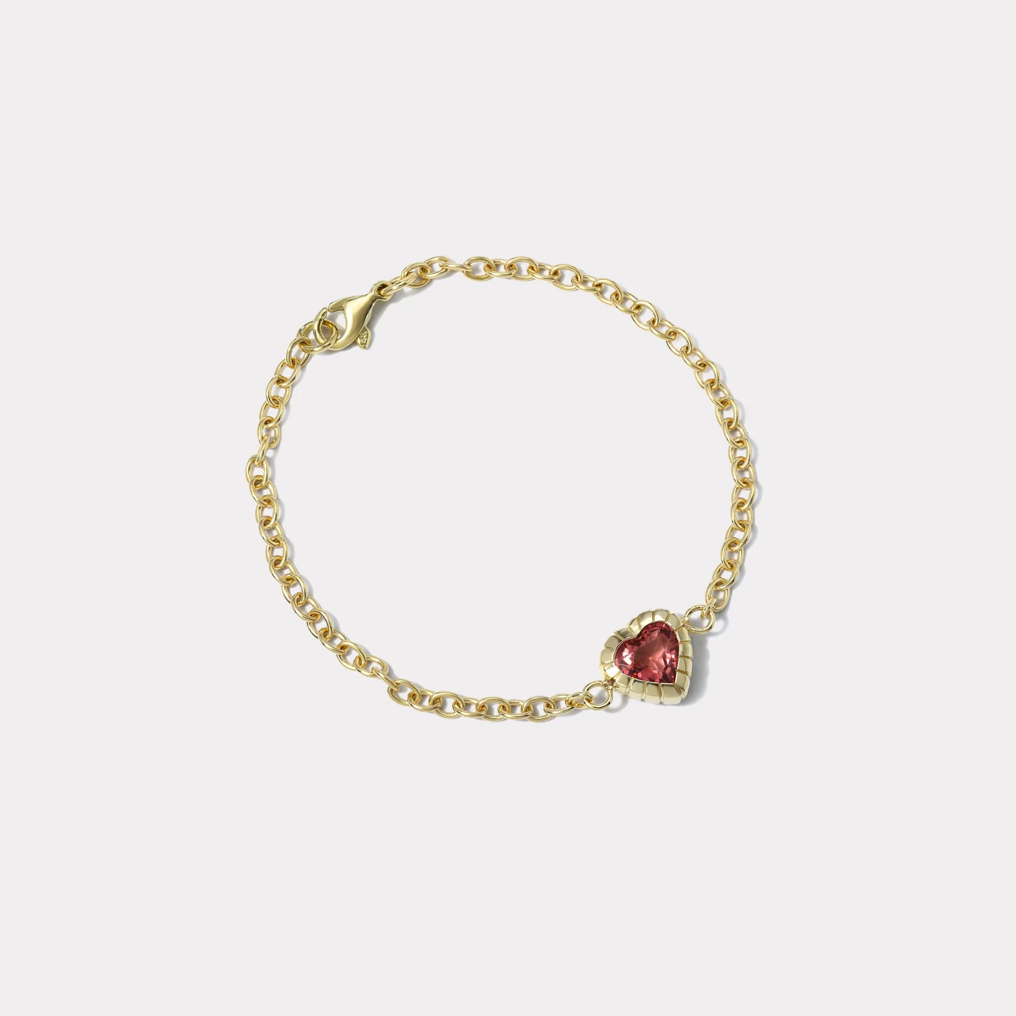 1.4ct Pink Sapphire Heart Heirloom Bezel Bracelet