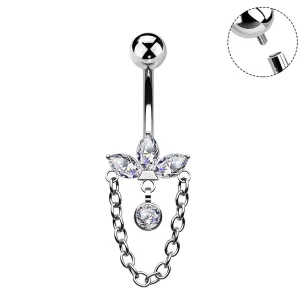 14G Titanium Internally Threaded Lotus Dangle Belly Button Ring