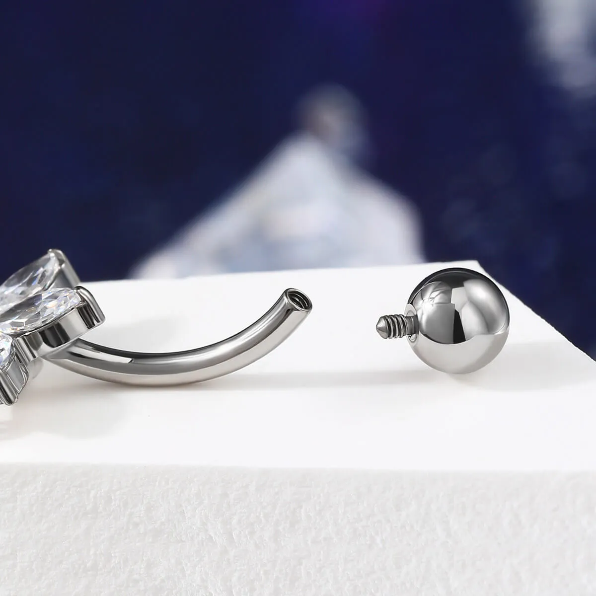 14G Titanium Internally Threaded Lotus Dangle Belly Button Ring