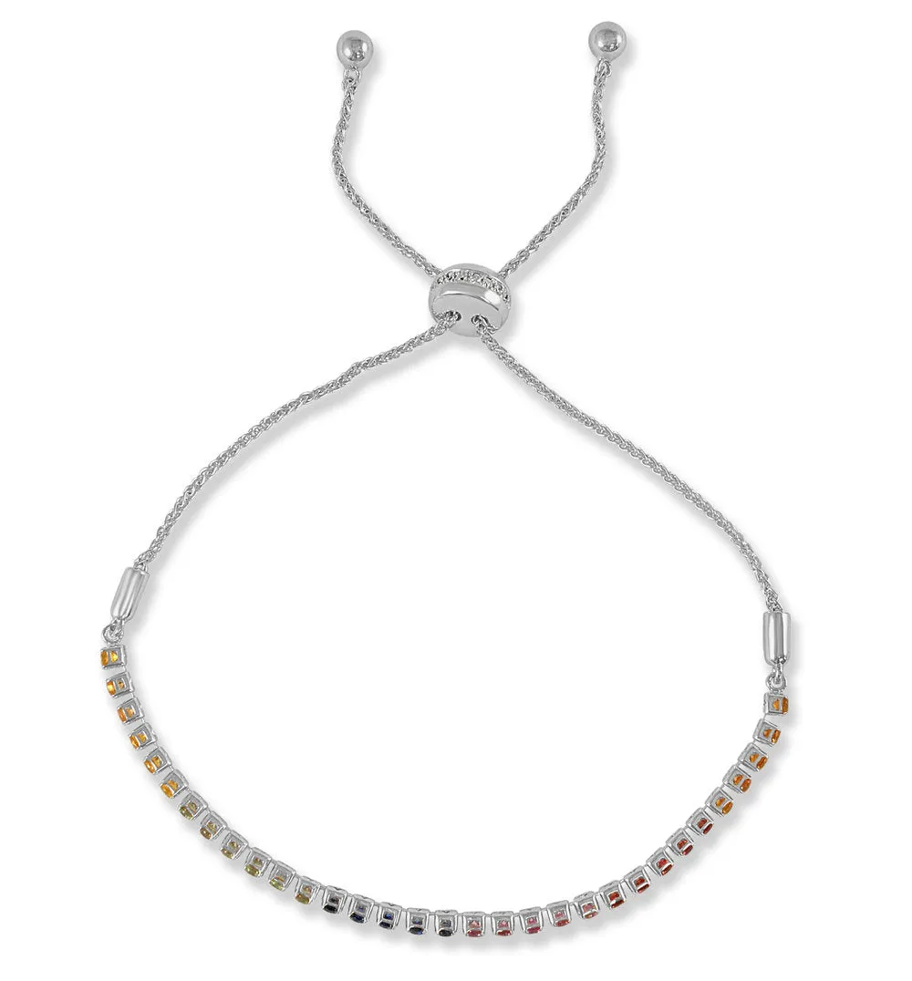 14k Gold & Rainbow Sapphire Bolo Bracelet