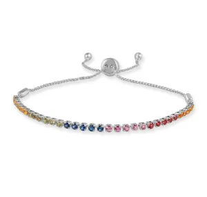 14k Gold & Rainbow Sapphire Bolo Bracelet