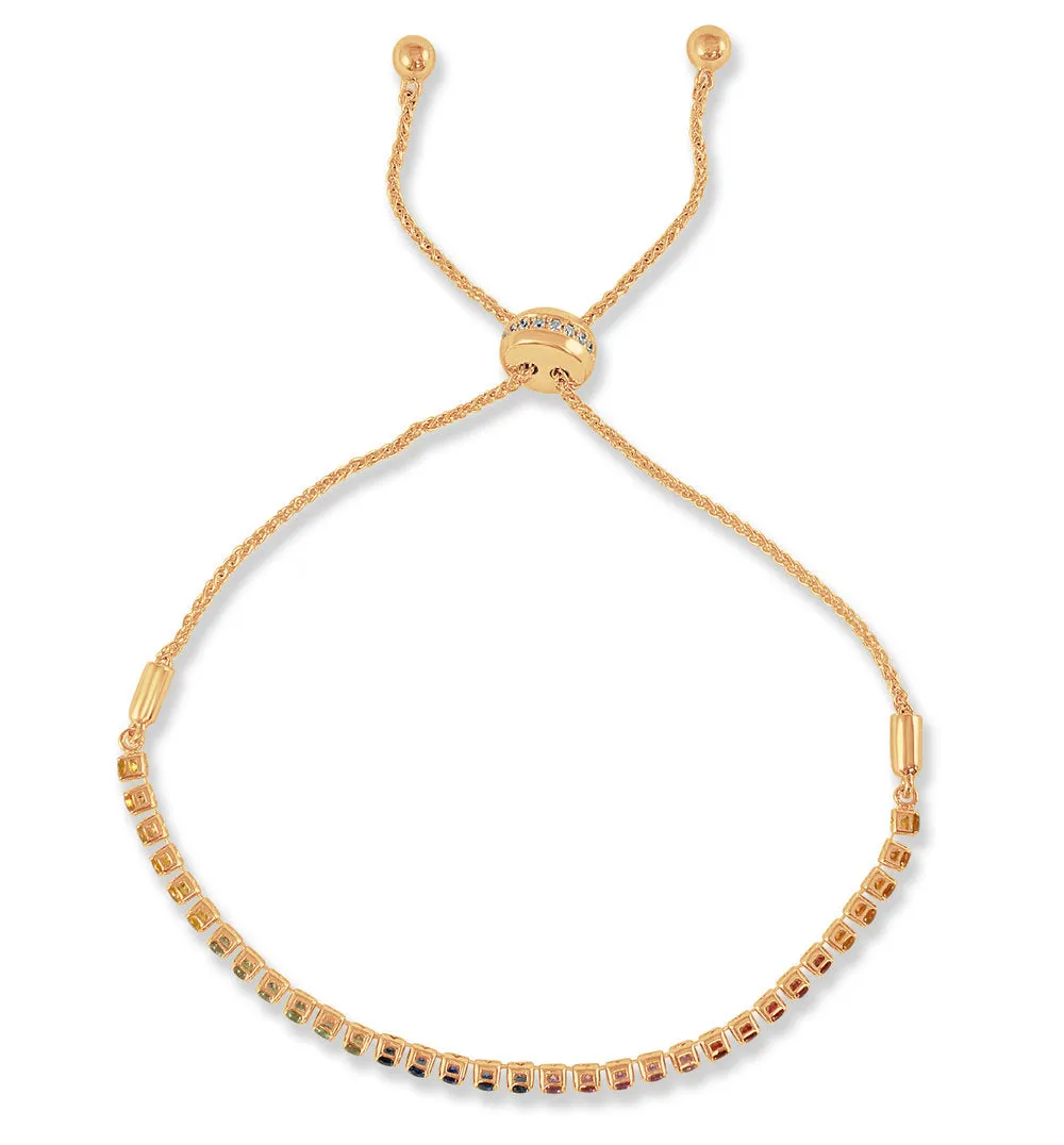 14k Gold & Rainbow Sapphire Bolo Bracelet
