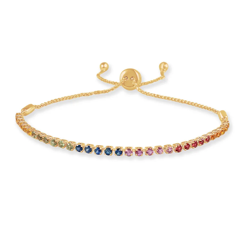 14k Gold & Rainbow Sapphire Bolo Bracelet