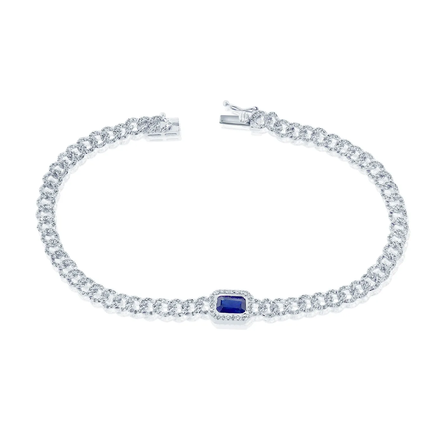 14k Gold Diamond & Sapphire Link Bracelet