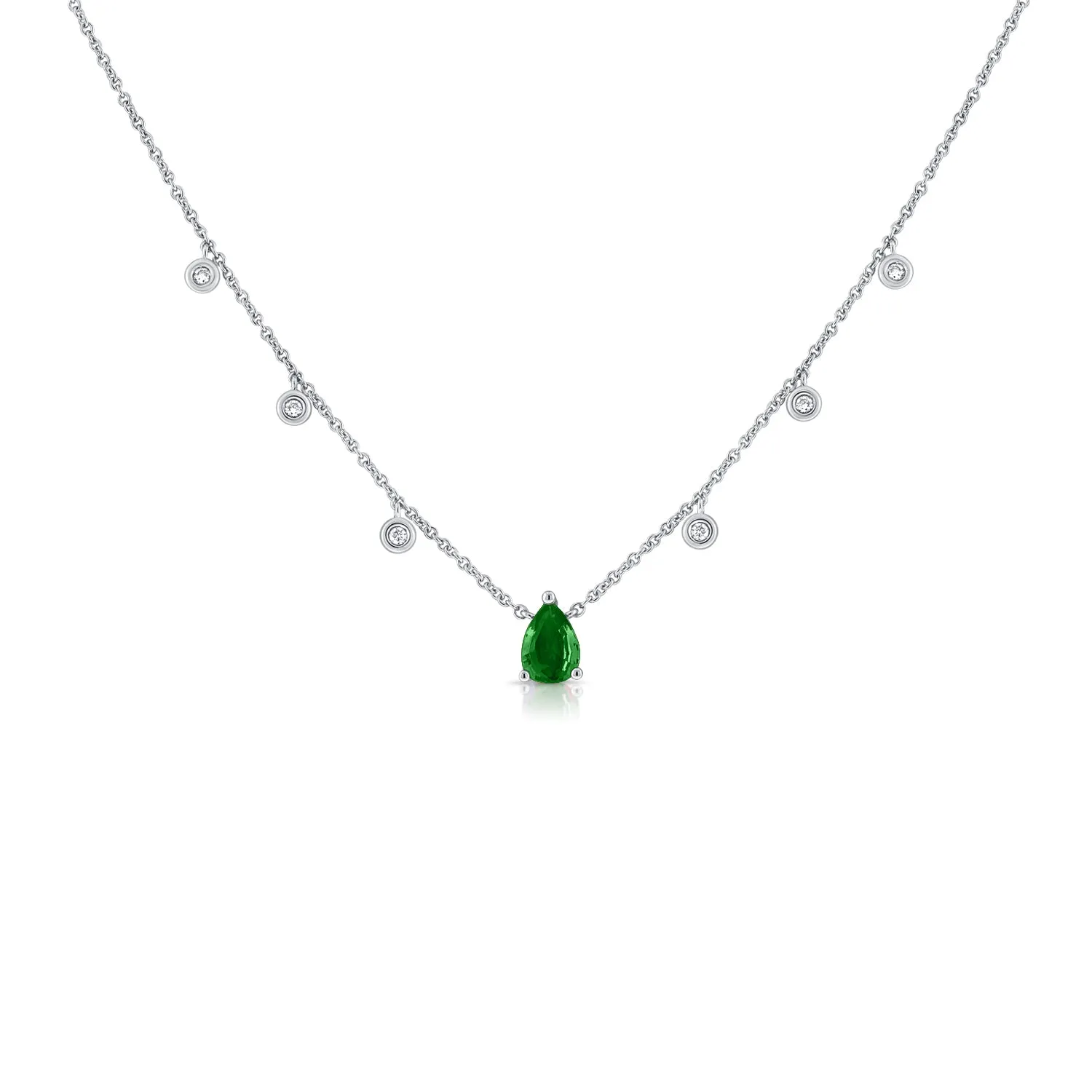14K Gold Emerald & Diamond Dangle Necklace