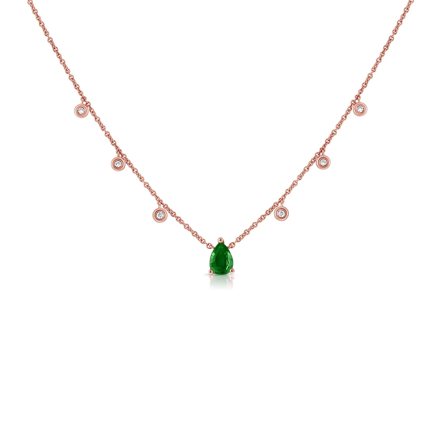 14K Gold Emerald & Diamond Dangle Necklace