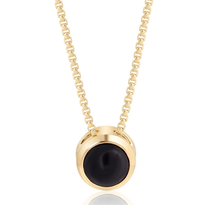 14K Gold Plated Onyx Pendant Necklace