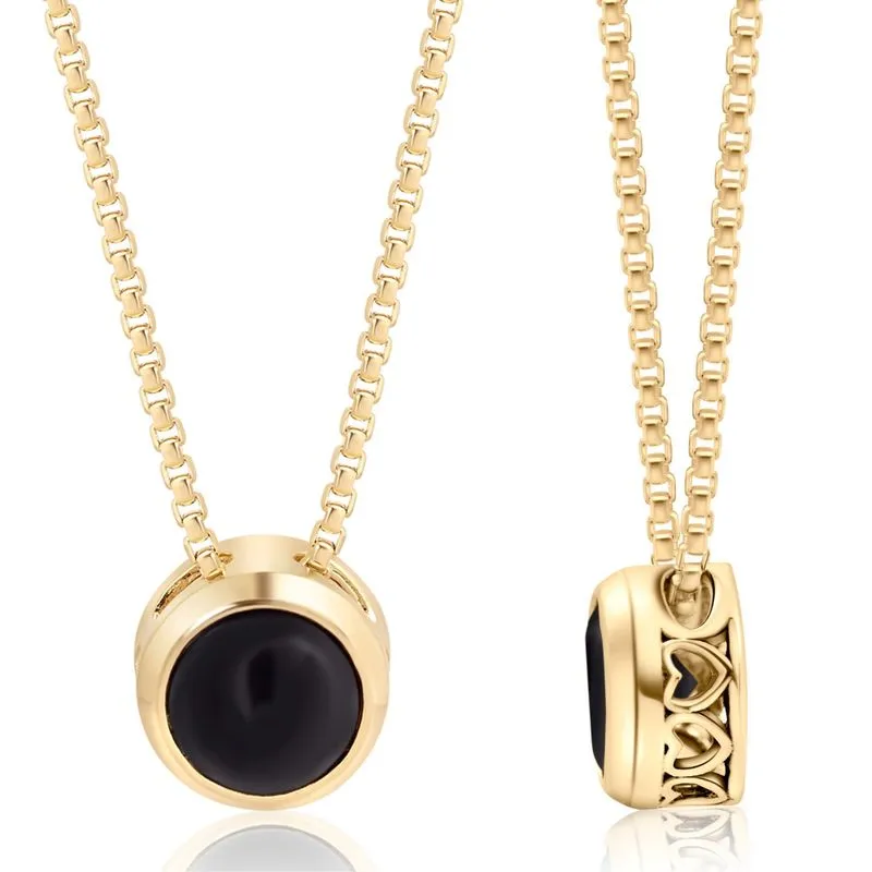 14K Gold Plated Onyx Pendant Necklace