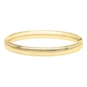 14K Yellow GF  Beaded Edge Bangle Bracelet size 4.25