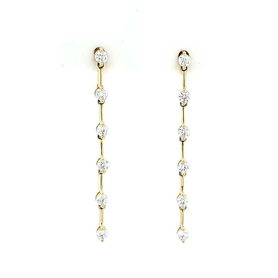 14k Yellow Gold Diamond Station Dangle Earrings (I8248)