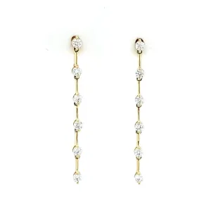 14k Yellow Gold Diamond Station Dangle Earrings (I8248)