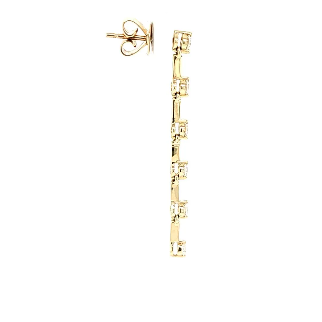 14k Yellow Gold Diamond Station Dangle Earrings (I8248)
