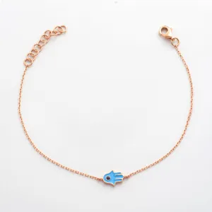 14KR 0.01CTW BLUE SAPPHIRE HAMZA BRACELET
