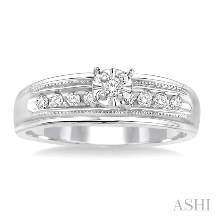 1/8 ctw Round Cut Diamond Engagement Ring in 10K White Gold