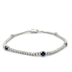 18ct White Gold Earth Grown Sapphire And Diamond Tennis Bracelet