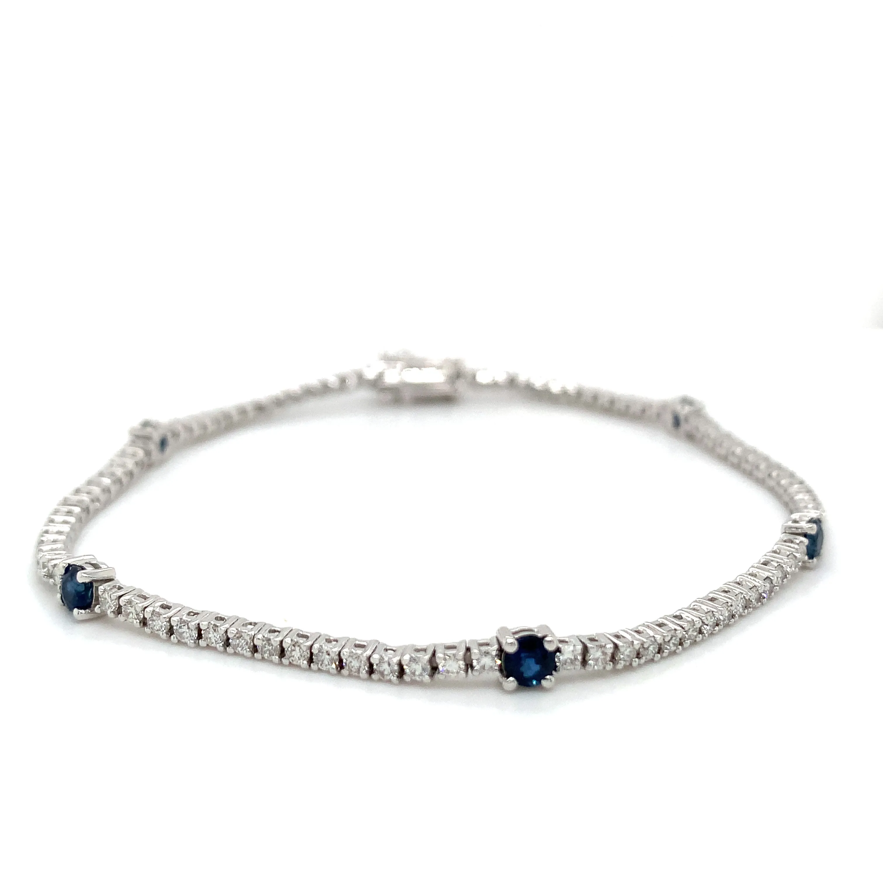 18ct White Gold Earth Grown Sapphire And Diamond Tennis Bracelet