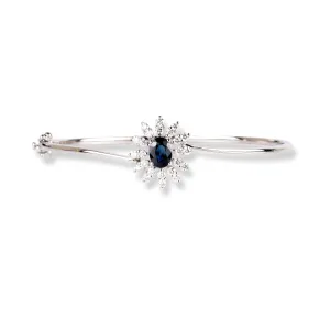 18ct White Gold Openable Diamond & Blue Sapphire Bangle MCS6287