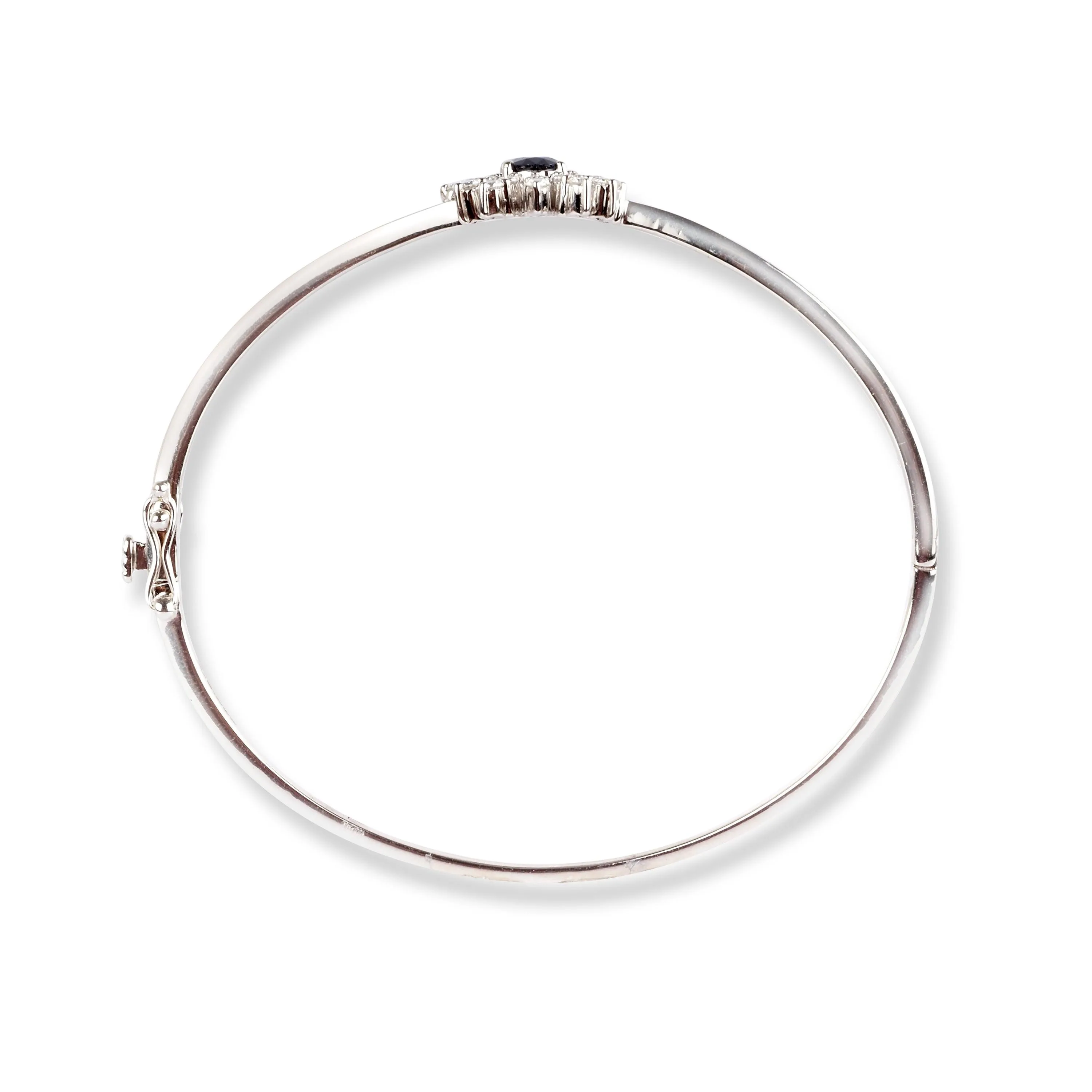 18ct White Gold Openable Diamond & Blue Sapphire Bangle MCS6287