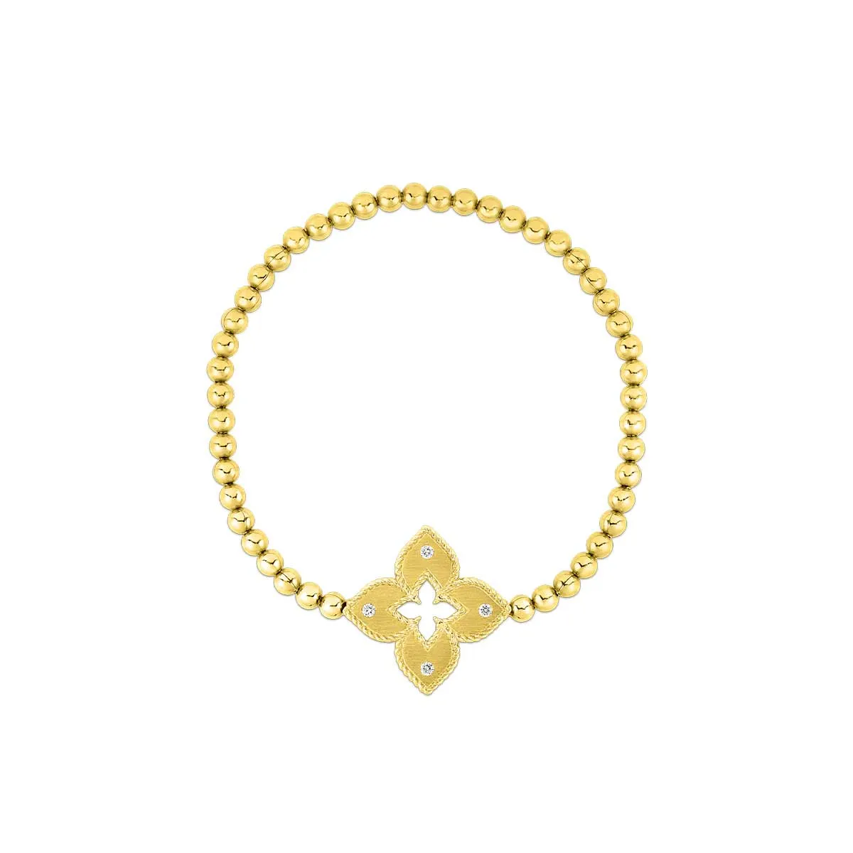 18K Gold Stretch Venetian Princess Bracelet With Flower