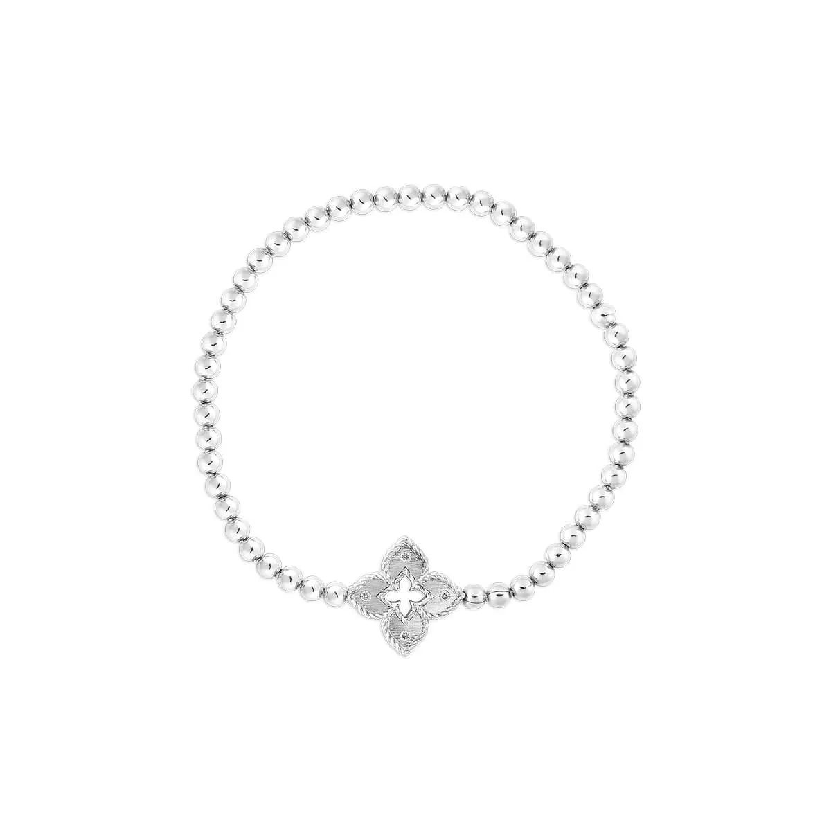 18K Gold Stretch Venetian Princess Bracelet With Flower