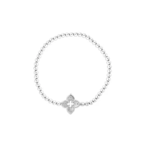 18K Gold Stretch Venetian Princess Bracelet With Flower