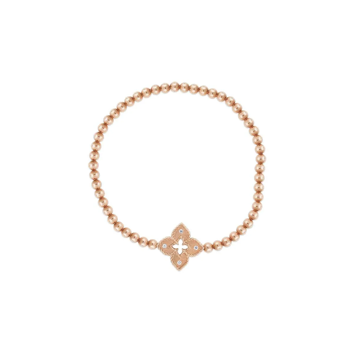 18K Gold Stretch Venetian Princess Bracelet With Flower