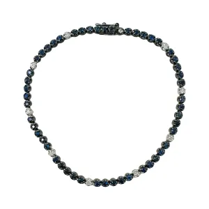 18K White Gold Tennis Bracelet with 51 Sapphires and 10 Diamonds
