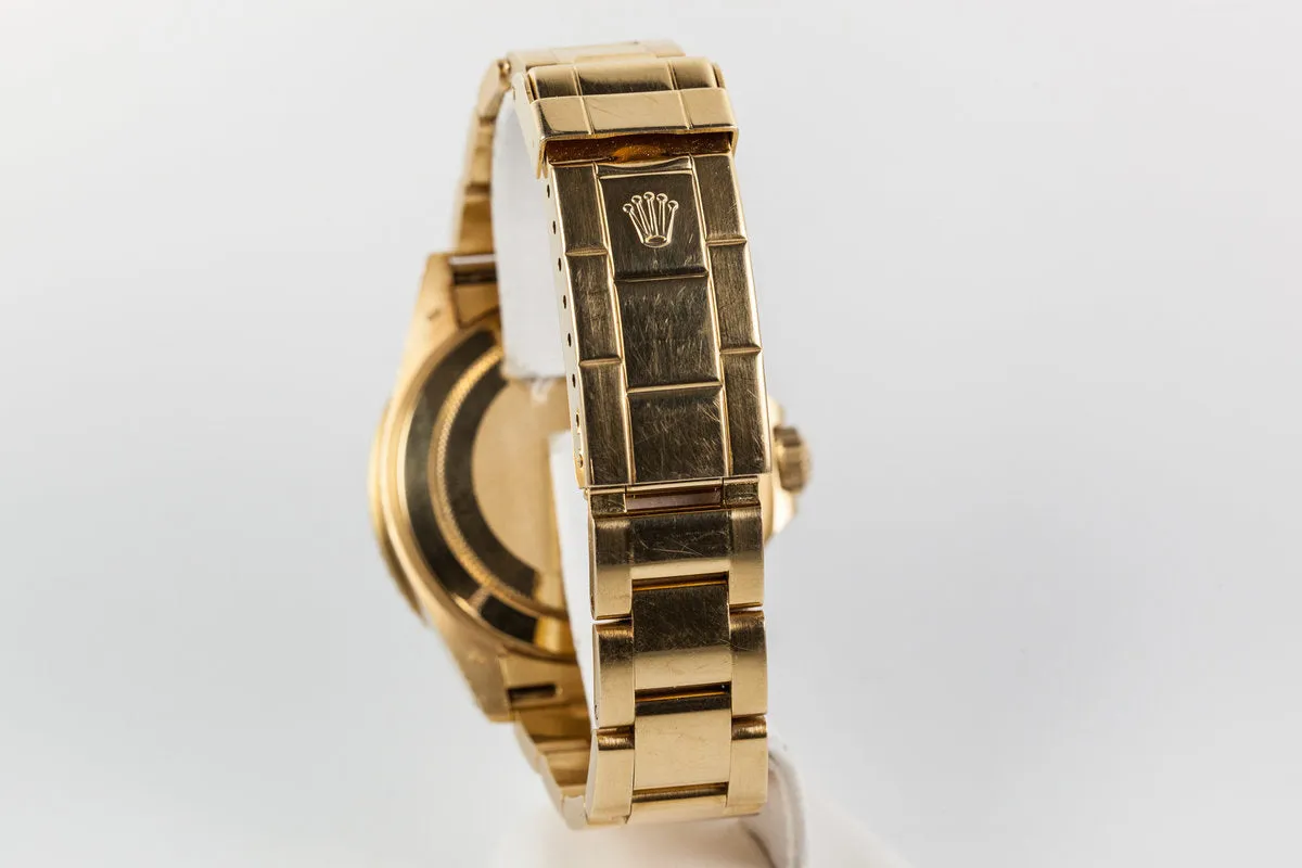1990 Rolex YG Submariner 16618 Gold Tiffany & Co. Dial with Sapphire and Diamonds