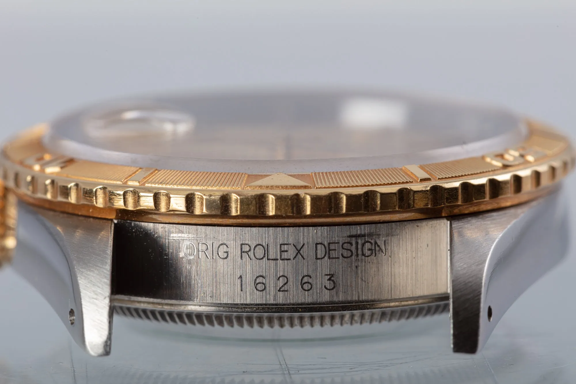 1991 Rolex 16263 18k/St Thunderbird Datejust Tapestry Stick Dial with Box and Papers