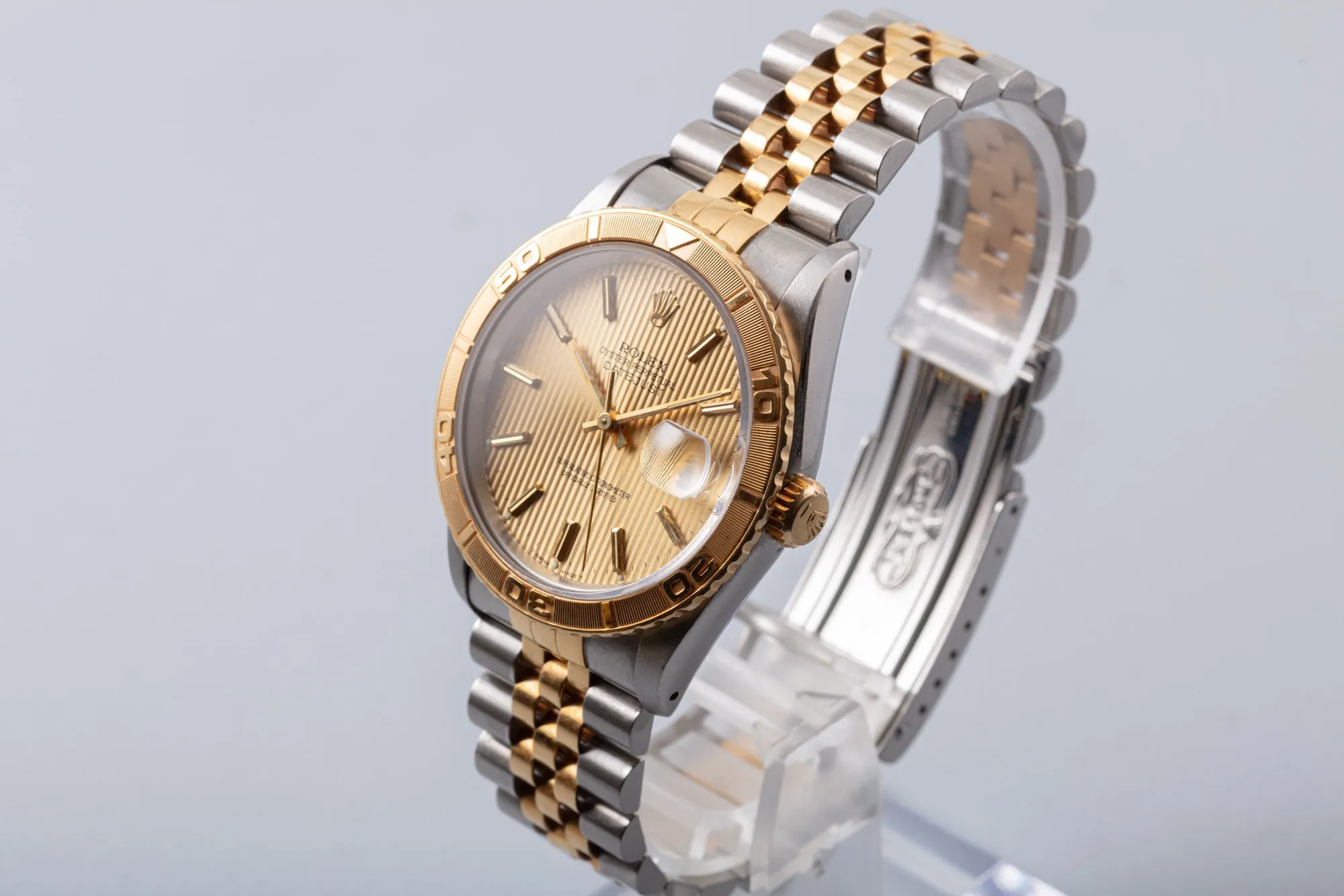 1991 Rolex 16263 18k/St Thunderbird Datejust Tapestry Stick Dial with Box and Papers