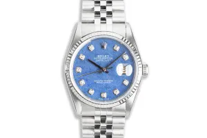 1996 Rolex Datejust 16234 Blue Sodalite Diamond Dial