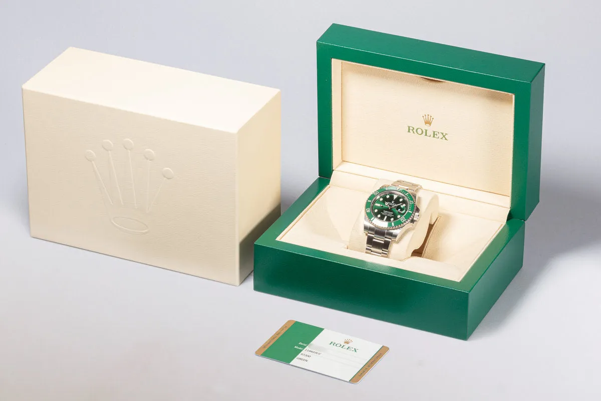 2017 Rolex Green Submariner 116610LV "Hulk" with Box & Card