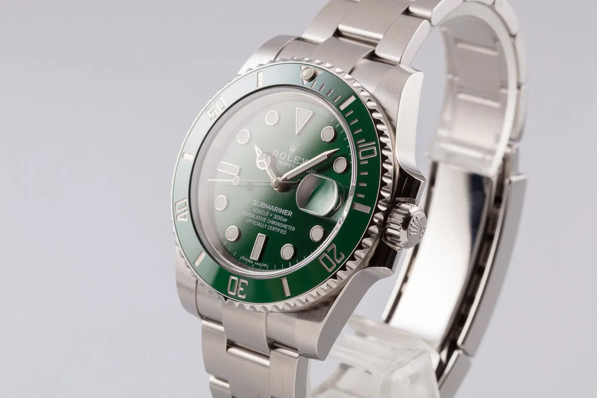 2017 Rolex Green Submariner 116610LV "Hulk" with Box & Card