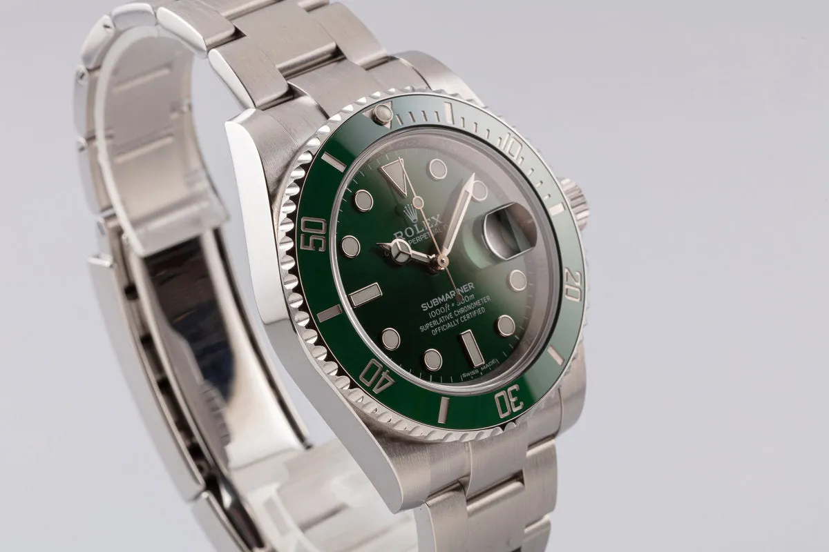 2017 Rolex Green Submariner 116610LV "Hulk" with Box & Card