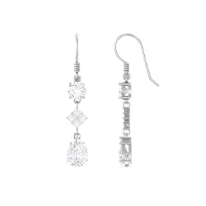4 CT Cubic Zirconia Dangle Drop Earrings in Gold