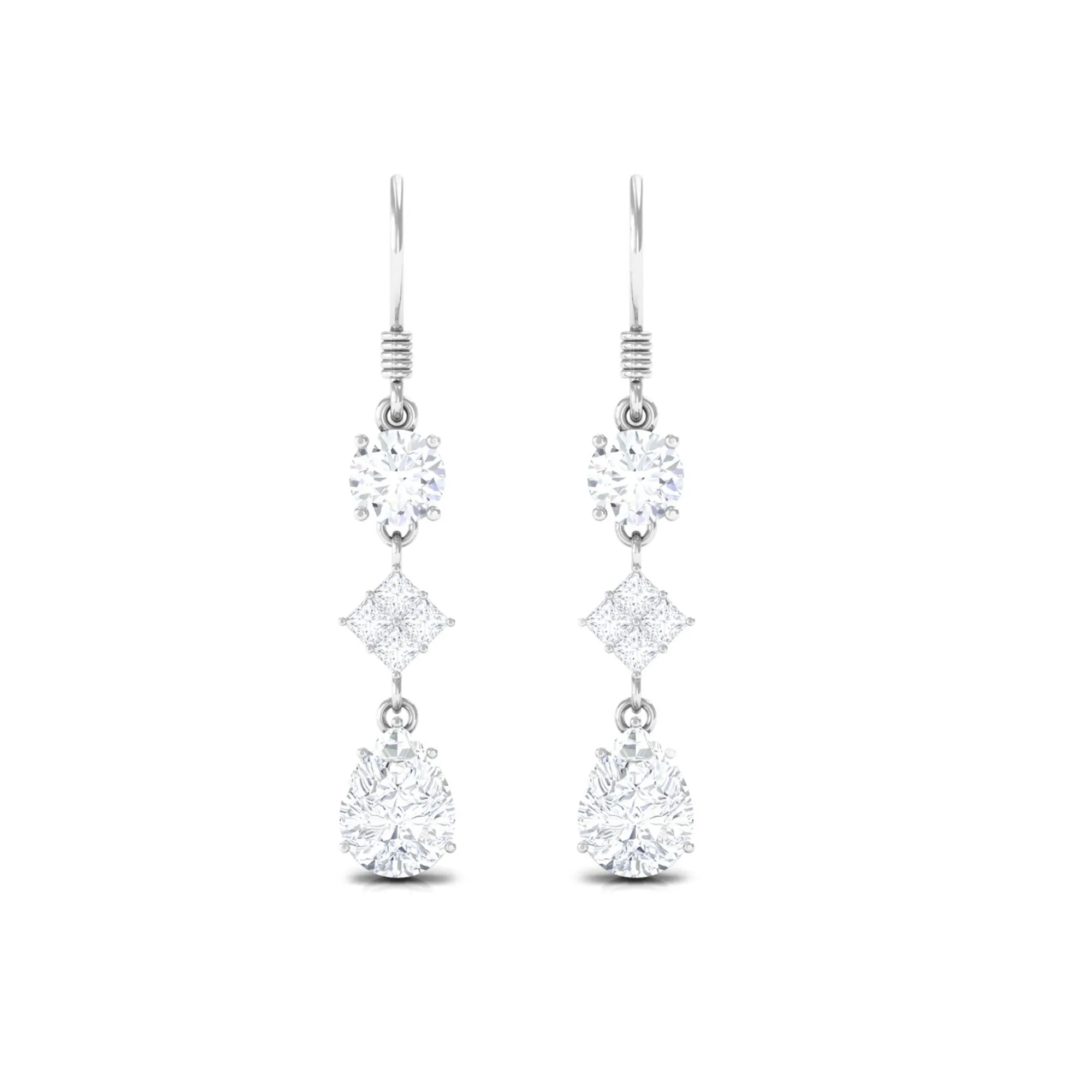 4 CT Cubic Zirconia Dangle Drop Earrings in Gold