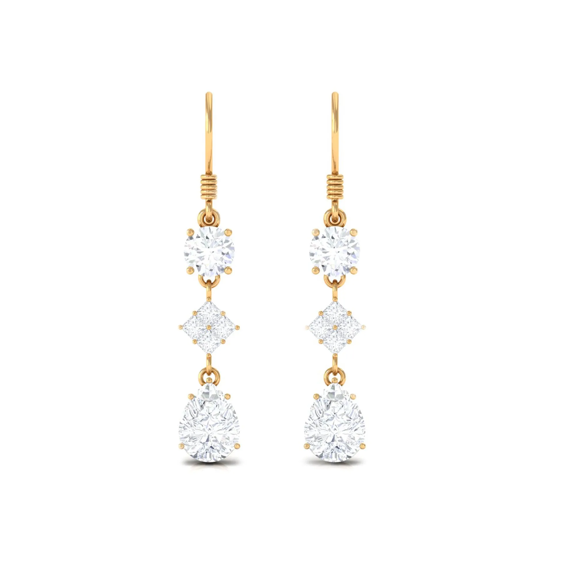4 CT Cubic Zirconia Dangle Drop Earrings in Gold