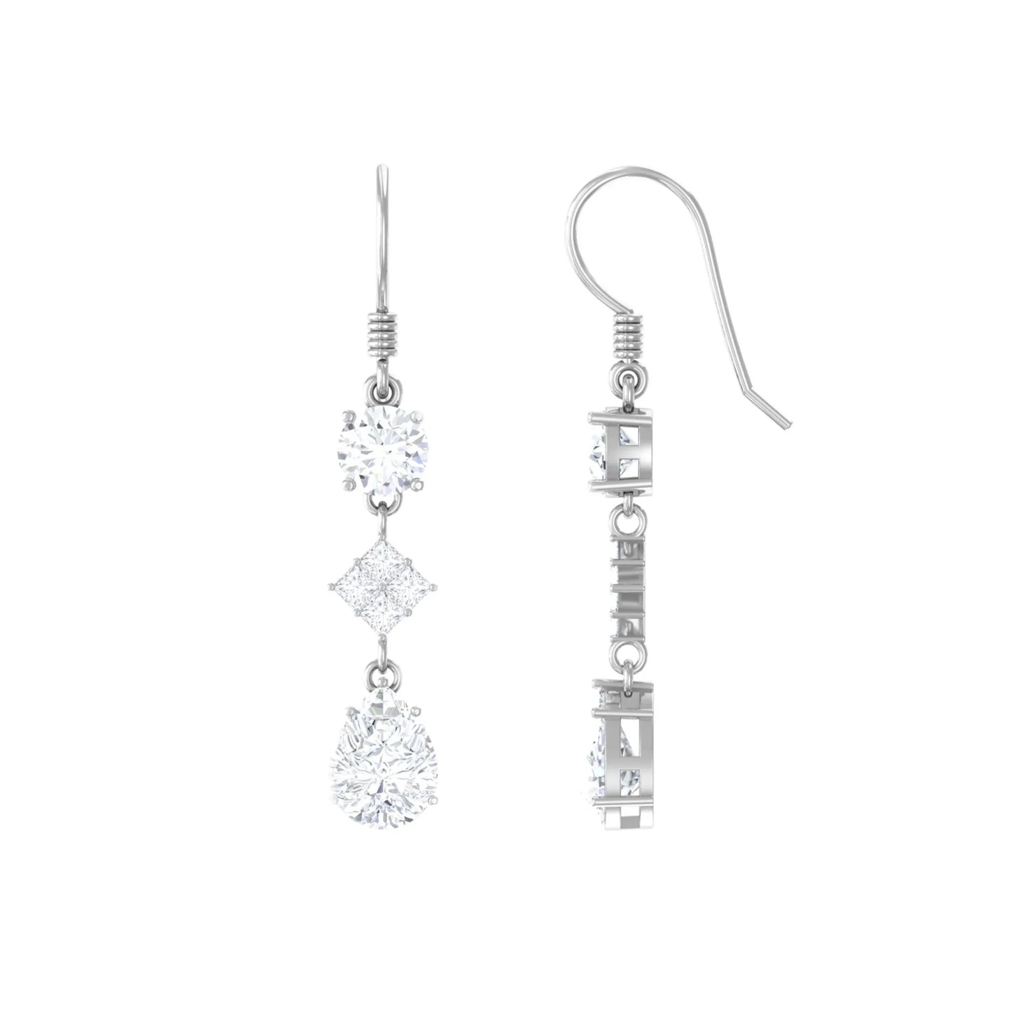 4 CT Cubic Zirconia Dangle Drop Earrings in Gold