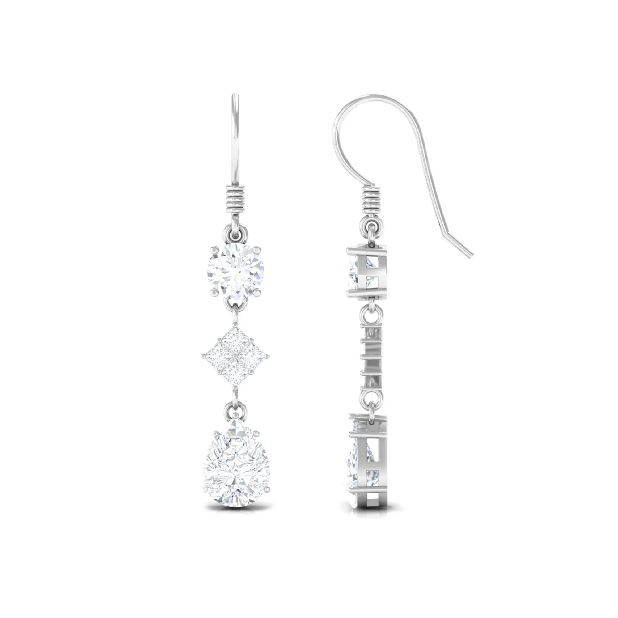 4 CT Cubic Zirconia Dangle Drop Earrings in Gold