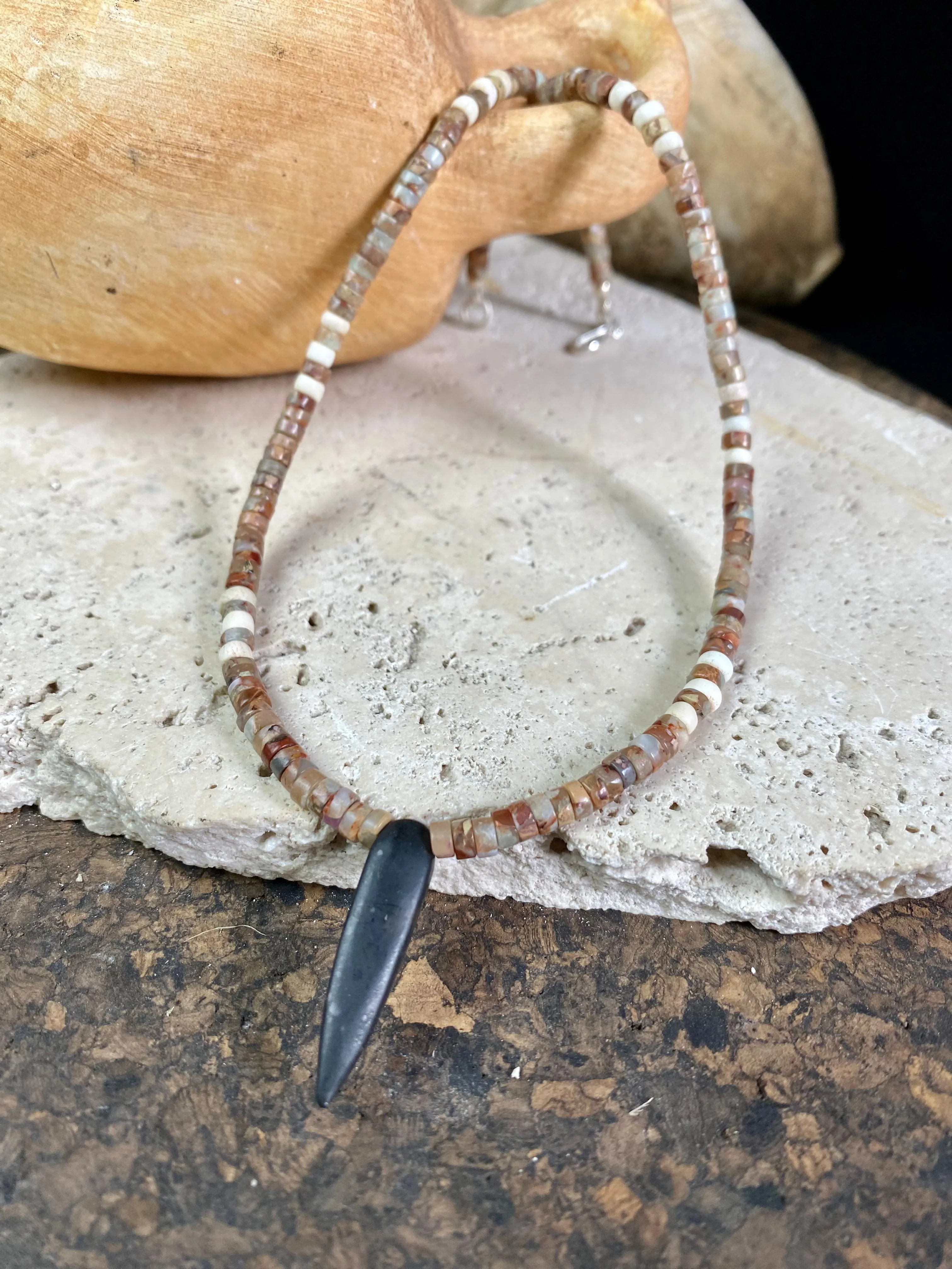 Amazonite Quartz And Onyx Pendant Necklace