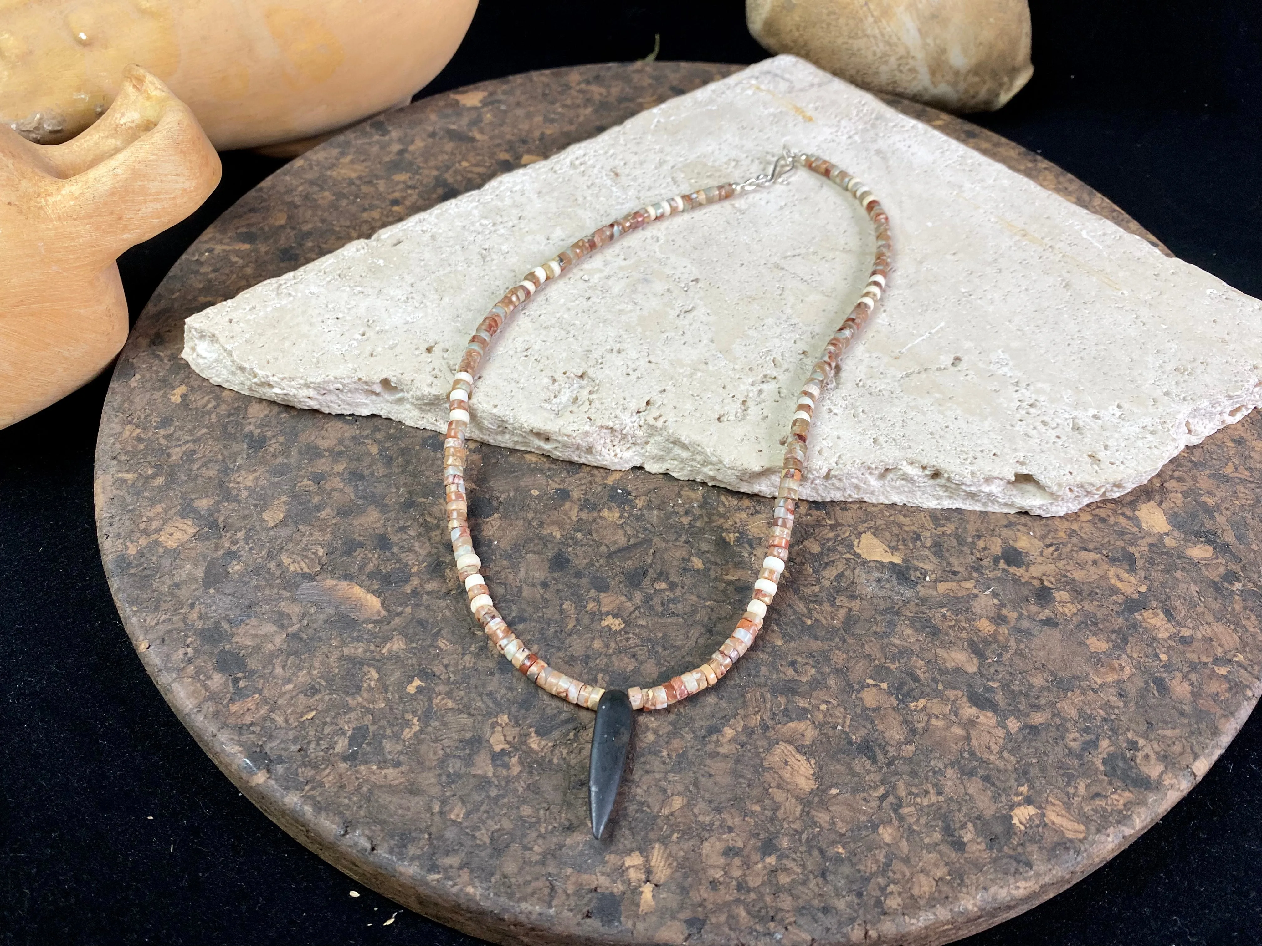 Amazonite Quartz And Onyx Pendant Necklace