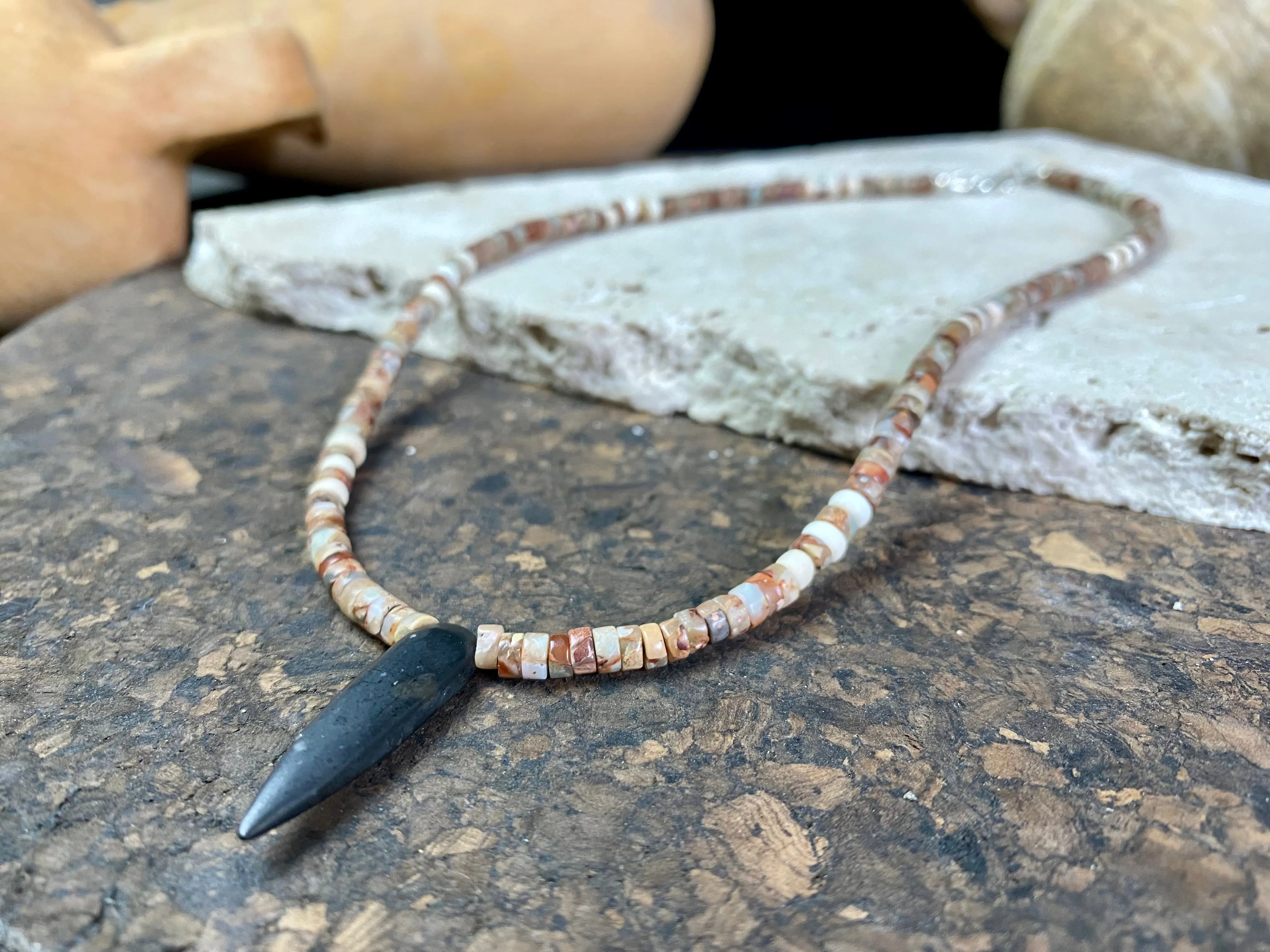 Amazonite Quartz And Onyx Pendant Necklace