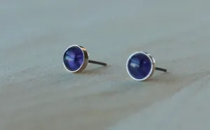 Amethyst Bezel Gemstones, Large (Niobium or Titanium Post Earrings)