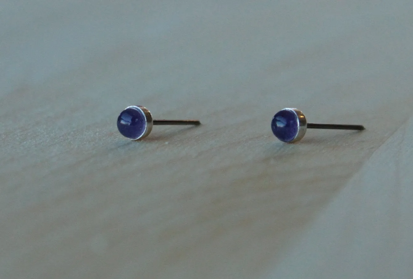 Amethyst Bezel Gemstones, Small (Niobium or Titanium Post Earrings)