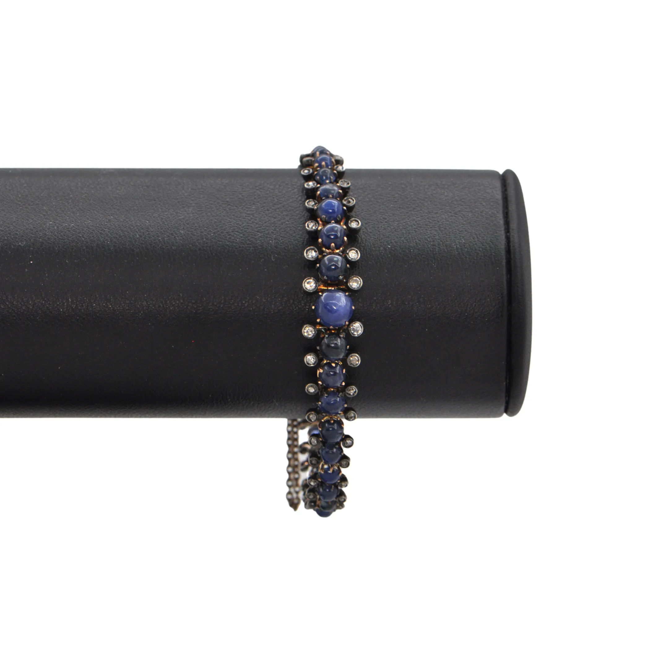 Antique Graduated Sapphire and Diamond 14k Gold Bracelet