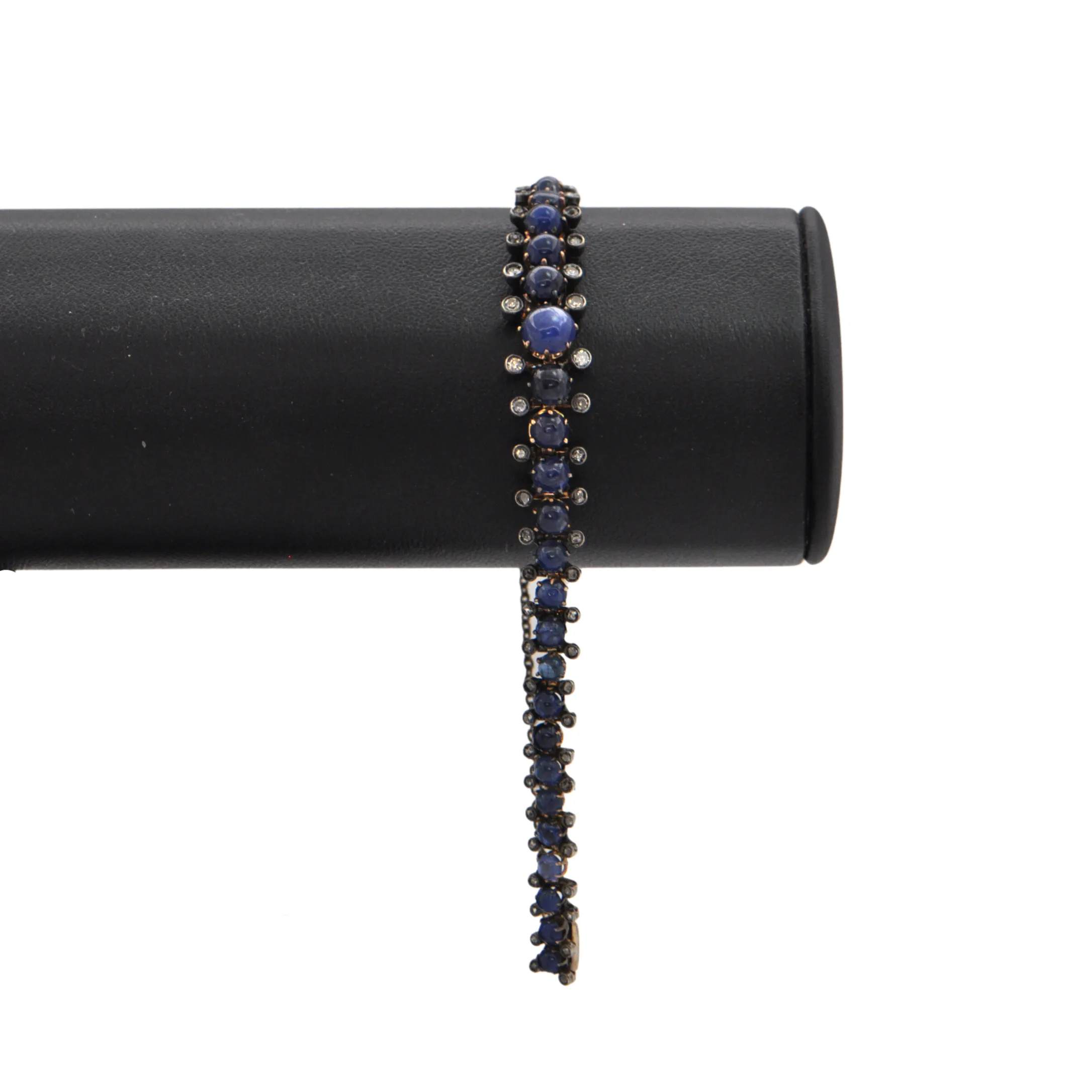 Antique Graduated Sapphire and Diamond 14k Gold Bracelet
