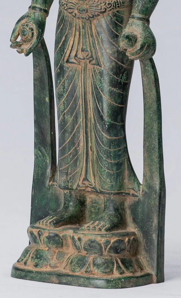 Antique Phnom Da Style Bronze Guimet Museum Bodhisattva Avalokitesvara Compassion - 46cm/18"