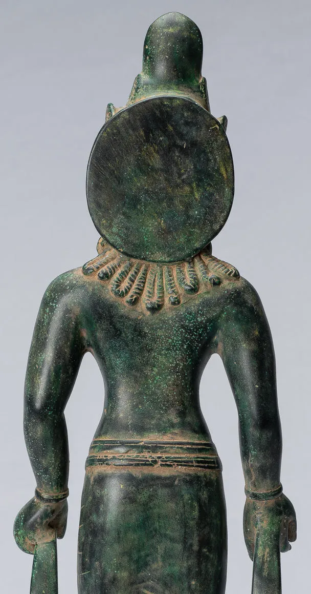 Antique Phnom Da Style Bronze Guimet Museum Bodhisattva Avalokitesvara Compassion - 46cm/18"