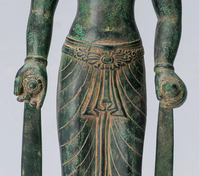 Antique Phnom Da Style Bronze Guimet Museum Bodhisattva Avalokitesvara Compassion - 46cm/18"